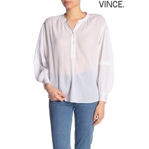 VINCE WOMEN NWT LONG SLEEVE BUTTON CLOSURE 100% COTTON WHITE BLOUSE. SIZE M